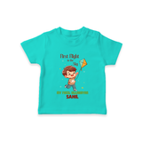 My First Uttarayan - First Flight To The Sky Customized T-shirt for Babies with Name - TEAL - 0-5 Months Old (Chest 17")