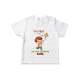 My First Uttarayan - First Flight To The Sky Customized T-shirt for Babies with Name - WHITE - 0-5 Months Old (Chest 17")