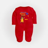 Born to fly Patang Premi - Cute Customised Full Body Suit For Babies - RED - New Born (Chest 7.5")