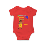 Born to fly Patang Premi - Cute Customised Onesie For Girls - RED - 0 - 3 Months Old (Chest 16")