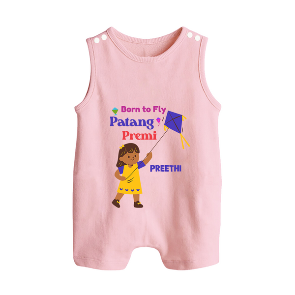 Born to fly Patang Premi - Cute Customised Romper For Babies - BABY PINK - 0 - 5 Months Old (Chest 18")