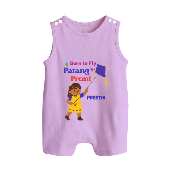 Born to fly Patang Premi - Cute Customised Romper For Babies - LILAC - 0 - 5 Months Old (Chest 18")