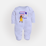 Born to fly Patang Premi - Cute Customised Full Body Suit For Babies - BABY BLUE - New Born (Chest 7.5")