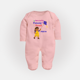 Born to fly Patang Premi - Cute Customised Full Body Suit For Babies - BABY PINK - New Born (Chest 7.5")