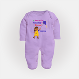 Born to fly Patang Premi - Cute Customised Full Body Suit For Babies - LILAC - New Born (Chest 7.5")