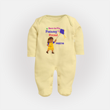 Born to fly Patang Premi - Cute Customised Full Body Suit For Babies - PASTEL YELLOW - New Born (Chest 7.5")