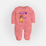 Born to fly Patang Premi - Cute Customised Full Body Suit For Babies - PEACH - New Born (Chest 7.5")