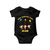 Little Uttarayan Flyer - Customised Onesie - BLACK - 0 - 3 Months Old (Chest 16")