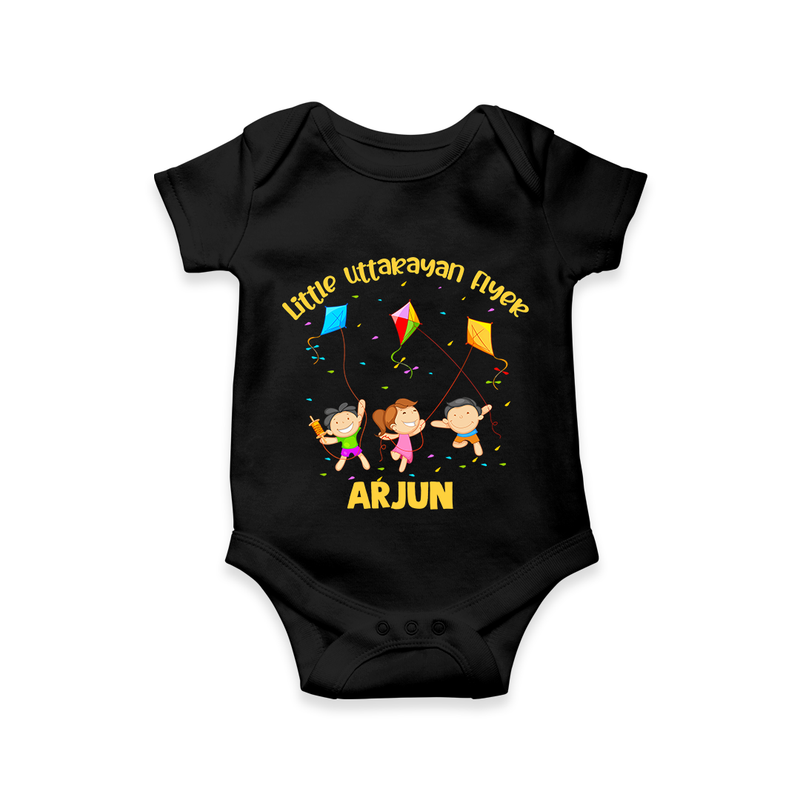 Little Uttarayan Flyer - Customised Onesie - BLACK - 0 - 3 Months Old (Chest 16")