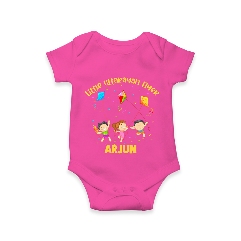 Little Uttarayan Flyer - Customised Onesie - HOT PINK - 0 - 3 Months Old (Chest 16")