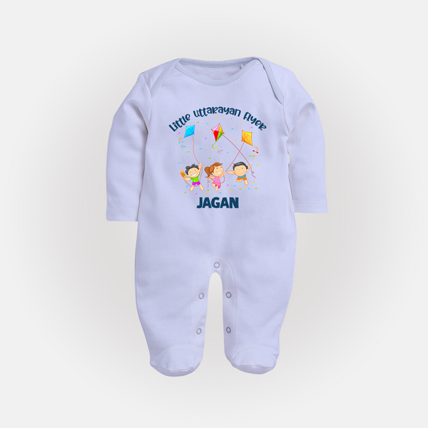 Little Uttarayan Flyer - Customised Full Body Suit - BABY BLUE - New Born (Chest 7.5")