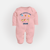 Little Uttarayan Flyer - Customised Full Body Suit - BABY PINK - New Born (Chest 7.5")