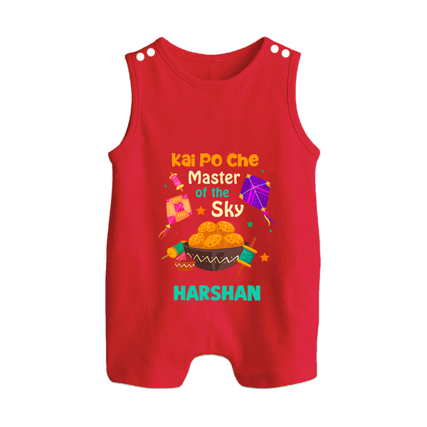 Kai Po Che master of the sky | Customized Romper suit with Name - RED - 0 - 5 Months Old (Chest 18")