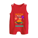 Kai Po Che - Master Of The Sky - Cute Customised Romper - RED - 0 - 5 Months Old (Chest 18")