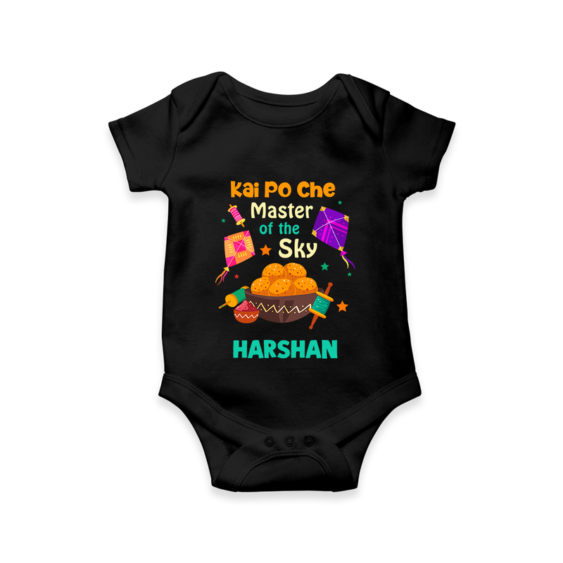 Kai Po Che - Master Of The Sky - Cute Customised Onesie - BLACK - 0 - 3 Months Old (Chest 16")