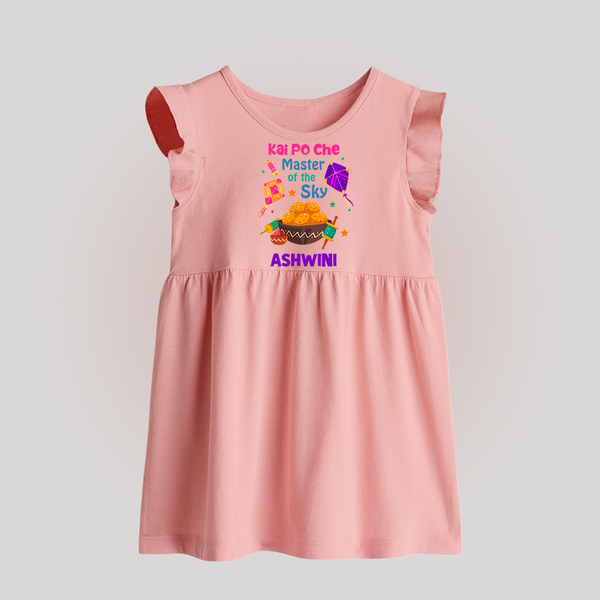 Kai Po Che - Master Of The Sky - Cute Customised Frock - BABY PINK - 0 - 3 Months Old (Chest 17")