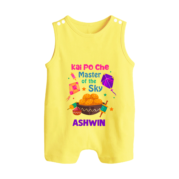 Kai Po Che master of the sky | Customized Romper suit with Name - PASTEL YELLOW - 0 - 5 Months Old (Chest 18")