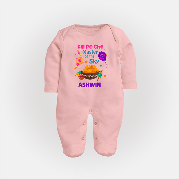 Kai Po Che master of the sky | Customized FullBody Suit with Name - BABY PINK - New Born (Chest 7.5")