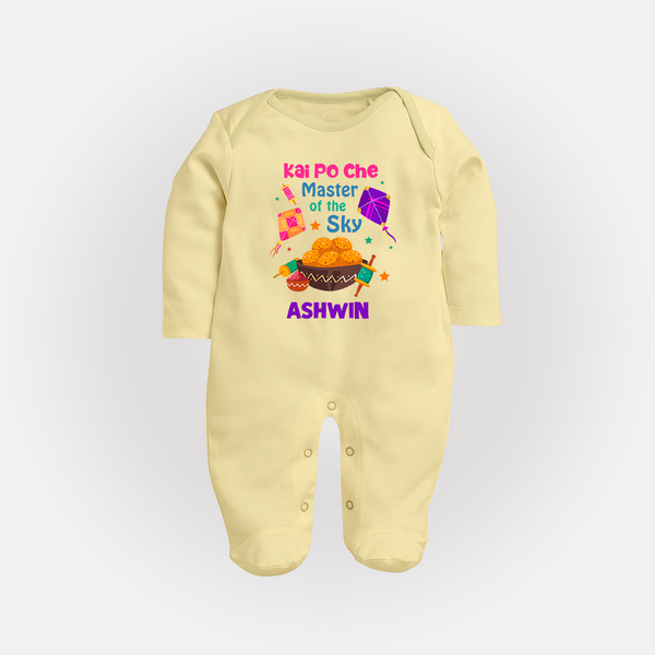 Kai Po Che master of the sky | Customized FullBody Suit with Name - PASTEL YELLOW - New Born (Chest 7.5")