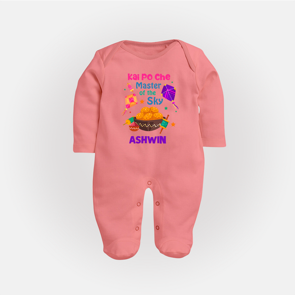 Kai Po Che master of the sky | Customized FullBody Suit with Name - PEACH - New Born (Chest 7.5")