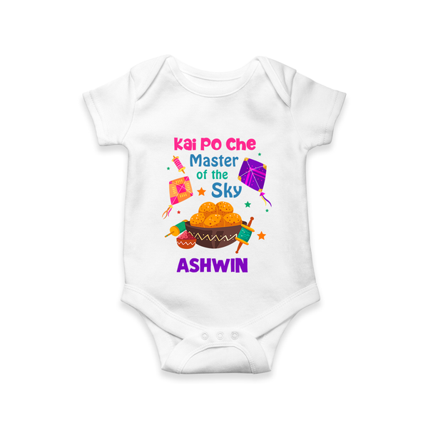 Kai Po Che master of the sky | Customized Romper with Name - WHITE - New Born (Chest 14")