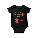 Born to fly Patang Premi - Cute Customised Onesie For Boys - BLACK - 0 - 3 Months Old (Chest 16")