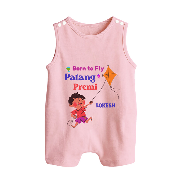 Born to fly Patang Premi - Cute Customised Romper For Kids - BABY PINK - 0 - 5 Months Old (Chest 18")