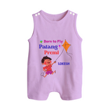 Born to fly Patang Premi - Cute Customised Romper For Kids - LILAC - 0 - 5 Months Old (Chest 18")