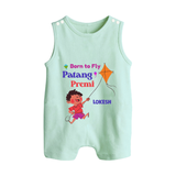 Born to fly Patang Premi - Cute Customised Romper For Kids - MINT GREEN - 0 - 5 Months Old (Chest 18")