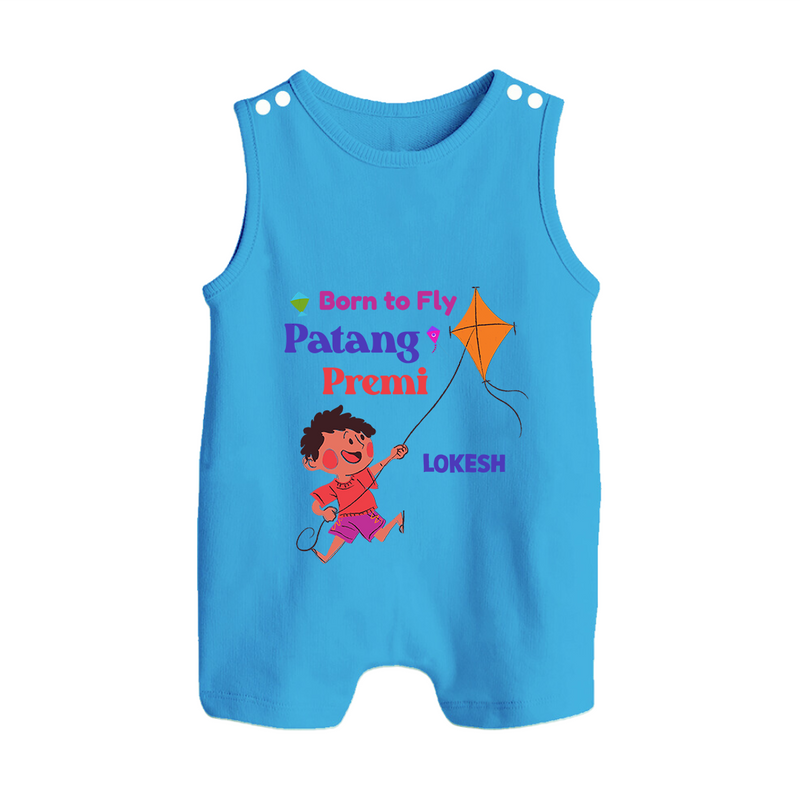 Born to fly Patang Premi - Cute Customised Romper For Kids - ROYAL BLUE - 0 - 5 Months Old (Chest 18")