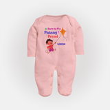 Born to fly Patang Premi - Cute Customised Full Body Suit For Kids - BABY PINK - New Born (Chest 7.5")