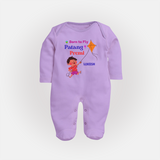 Born to fly Patang Premi - Cute Customised Full Body Suit For Kids - LILAC - New Born (Chest 7.5")