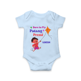 Born to fly Patang Premi - Cute Customised Onesie For Boys - BABY BLUE - 0 - 3 Months Old (Chest 16")