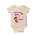 Born to fly Patang Premi - Cute Customised Onesie For Boys - IVORY - 0 - 3 Months Old (Chest 16")