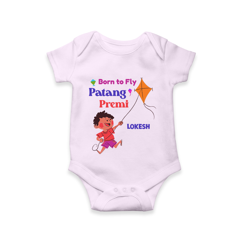 Born to fly Patang Premi - Cute Customised Onesie For Boys - LILAC - 0 - 3 Months Old (Chest 16")