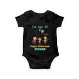 Cut Kiya Re - Happy Uttarayan - Cute Customised Onesie  - BLACK - 0 - 3 Months Old (Chest 16")