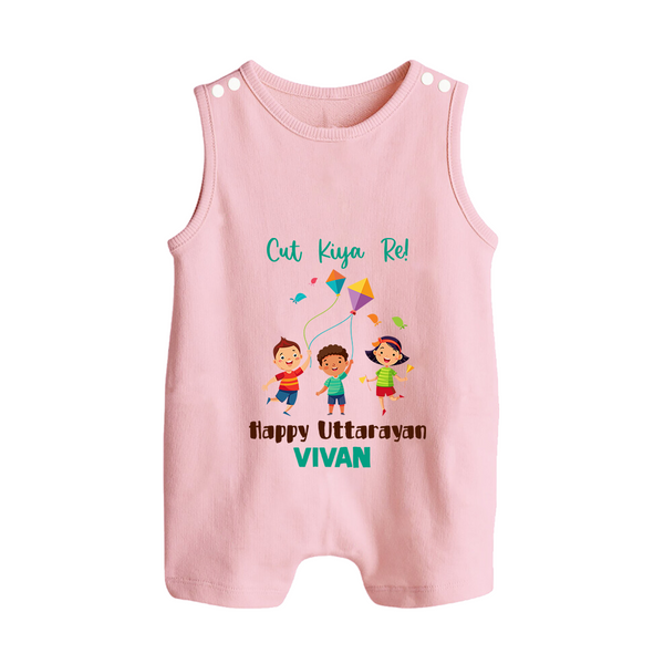 Cut Kiya Re - Happy Uttarayan - Cute Customised Romper  - BABY PINK - 0 - 5 Months Old (Chest 18")