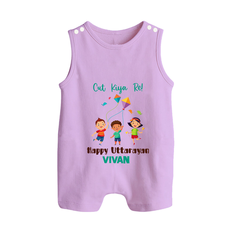 Cut Kiya Re - Happy Uttarayan - Cute Customised Romper  - LILAC - 0 - 5 Months Old (Chest 18")