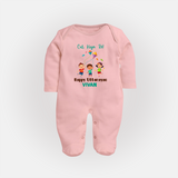 Cut Kiya Re - Happy Uttarayan - Cute Customised Full Body Suit  - BABY PINK - New Born (Chest 7.5")