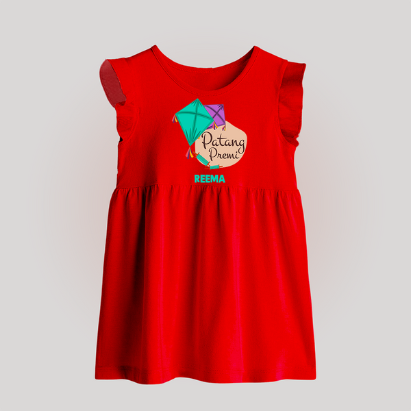 Patang Premi - Cute Customised Frock  - RED - 0 - 3 Months Old (Chest 17")