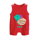 Patang Premi - Cute Customised Romper  - RED - 0 - 5 Months Old (Chest 18")