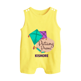 Patang Premi - Cute Customised Romper  - PASTEL YELLOW - 0 - 5 Months Old (Chest 18")