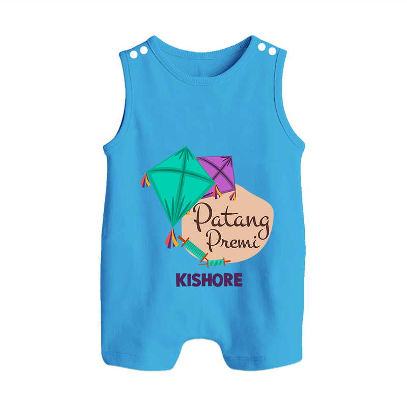 Patang Premi - Cute Customised Romper  - ROYAL BLUE - 0 - 5 Months Old (Chest 18")