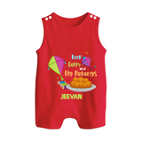 Keep Calm and Fly Patangs - Customised Romper  - RED - 0 - 5 Months Old (Chest 18")