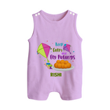 Keep Calm and Fly Patangs - Customised Romper  - LILAC - 0 - 5 Months Old (Chest 18")