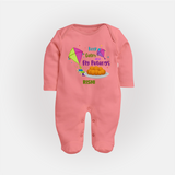 Keep Calm and Fly Patangs - Customised Full Body Suit  - PEACH - New Born (Chest 7.5")