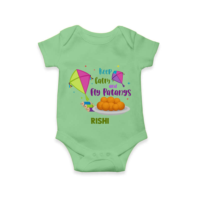 Keep Calm and Fly Patangs - Customised Onesie  - GREEN - 0 - 3 Months Old (Chest 16")