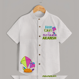 Keep Calm and Fly Patangs - Adorable Customised Kids Shirt  - WHITE - 0 - 6 Months Old (Chest 23")