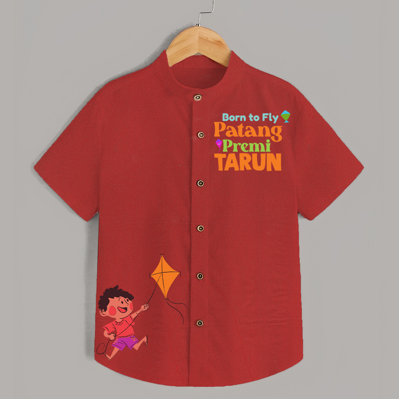 Born to Fly Patang Premi - Customised Kids Shirt - RED - 0 - 6 Months Old (Chest 23")