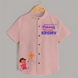 Born to Fly Patang Premi - Customised Kids Shirt - PEACH - 0 - 6 Months Old (Chest 23")